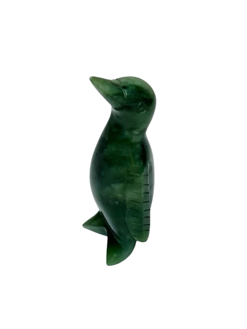 Canadian Nephrite Jade Penguin Figurine Vintage Hand Carved Small 2.5”